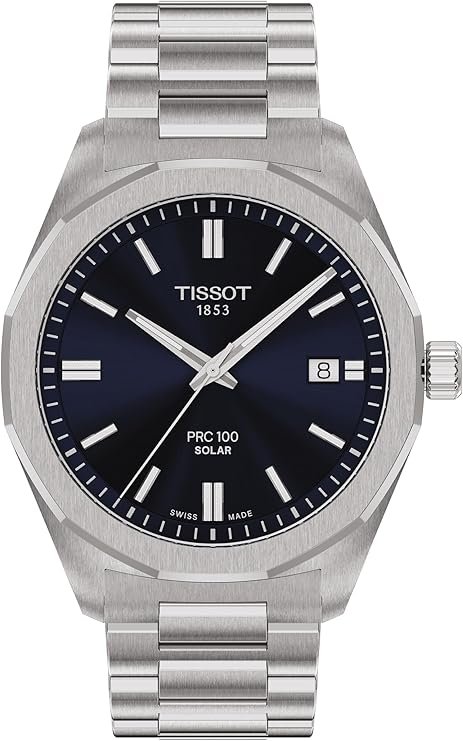 71GM5i+ClpL._AC_SY741_ Tissot PRC 100 Solar, Blue Dial, 39mm Watch for Men, Silver Stainless Steel Bracelet, Solar Quartz Movement
