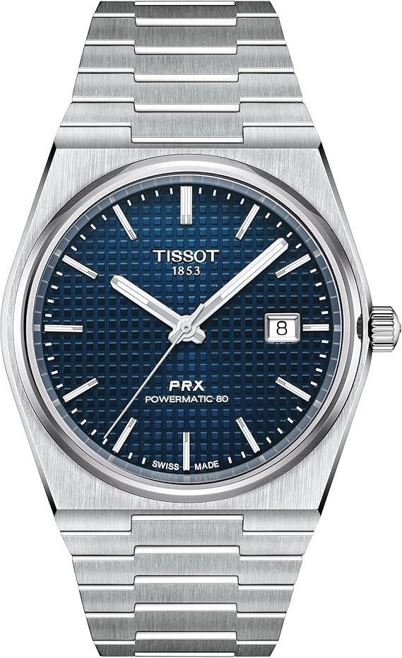 81+HC9V8sJL._AC_SX569_ Tissot PRX Swiss Automatic Watch for Men, Blue Dial, Stainless Steel, 40 mm Case