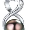 Infinity Top Grade AAA Tahitian Black Pearl Pendant Necklace 18K Gold Over Sterling - Birthday Anniversary Jewelry Gifts for Women Wife Mom Daughter