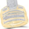 61636zceonL._AC_SY625_ Jewels By Lux 10K Yellow Gold His Hers Round Dia. Cluster Matching Wedding Set 3/4 Cttw, Womens Size 5-9, Mens Size 8-12