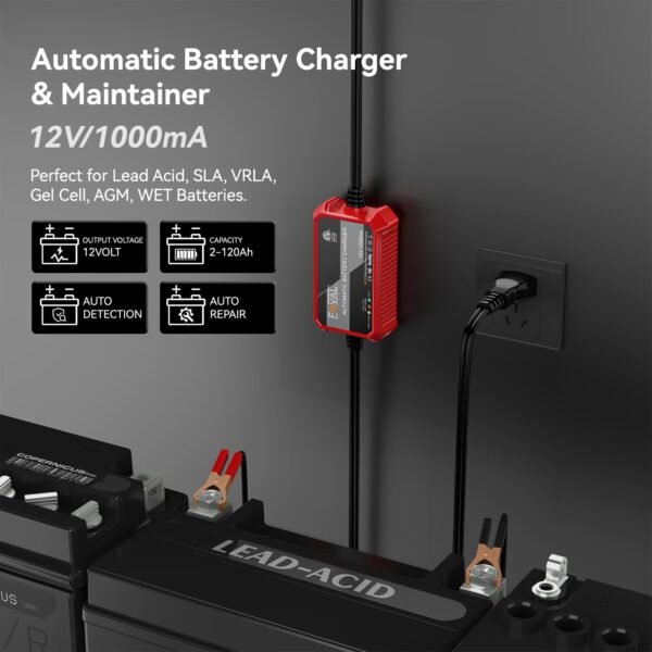 Automatic Trickle Battery Charger 12V 1000mA Smart Battery Charger