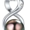 Infinity Top Grade AAA Tahitian Black Pearl Pendant Necklace 18K Gold Over Sterling - Birthday Anniversary Jewelry Gifts for Women Wife Mom Daughter