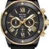 Bulova Men's Marine Star Series A Black and Rose Gold Ion-Plated Stainless Steel 6-Hand Chronograph Quartz Watch, Black Silicone Strap Style