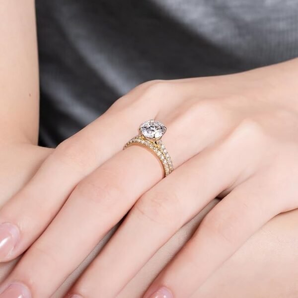 61K9DdRfUrL._AC_SY675_ Solid 14K White Gold/Yellow Gold (3CT Center Stone) Moissanite Bridal Ring Set, Real Gold Moissanite | Wedding Anniversary Ring Set
