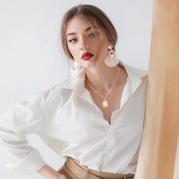 61KhEUWFvkL._AC_SY625_ Gold Initial Necklaces for Women, Letter Necklace for Her Birthday Yellow Gold Initial Pendant Necklace with Rope Chain, Women Jewelry Gifts for Her Wife Girlfriend