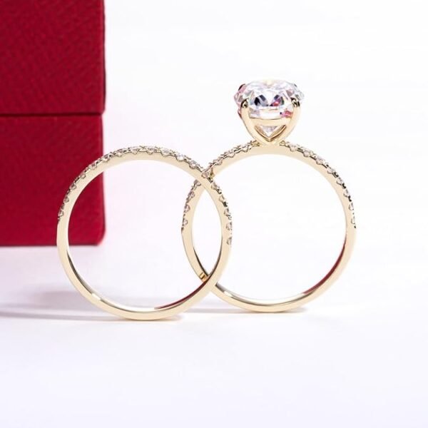 Solid 14K White Gold/Yellow Gold (3CT Center Stone) Moissanite Bridal Ring Set, Real Gold Moissanite | Wedding Anniversary Ring Set