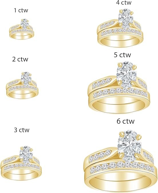 61PrTcfXRrL._AC_SY675_ Diamond District 1 to 6 Carat Oval Shape LAB GROWN Diamond Wedding Bridal Set (AAAA Heirloom Quality)