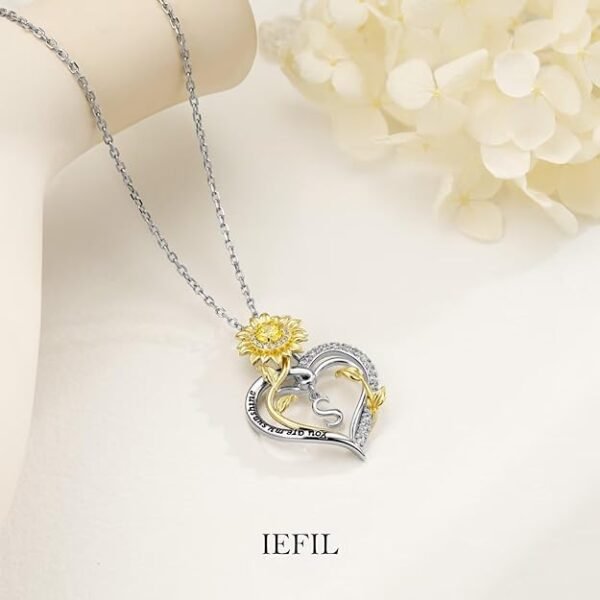 Valentines Day Gifts for Her - Sunflower Gifts for Women, Anniversary Birthday Gift for Wife, Mom, 925 Sterling Silver Sunflower Heart Necklace, You Are My Sunshine Jewelry for Women