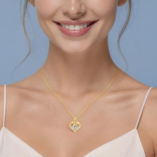 18K Gold Plated Initial Love Heart 2 Carat Moissanite Necklaces for Women 925 Sterling Silver Jewelry Christmas Anniversary Birthday Present Gifts for Wife Lady Girlfriend Her