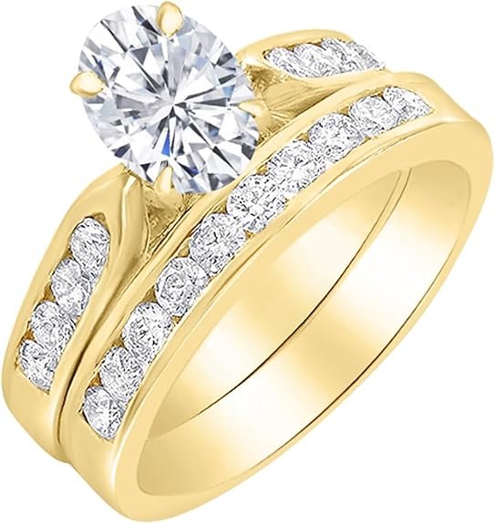 61jlJst1moL._AC_SY575_ Diamond District 1 to 6 Carat Oval Shape LAB GROWN Diamond Wedding Bridal Set (AAAA Heirloom Quality)