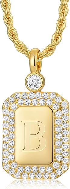 61rrfJYjLGL._AC_SY625_ Gold Initial Necklaces for Women, Letter Necklace for Her Birthday Yellow Gold Initial Pendant Necklace with Rope Chain, Women Jewelry Gifts for Her Wife Girlfriend