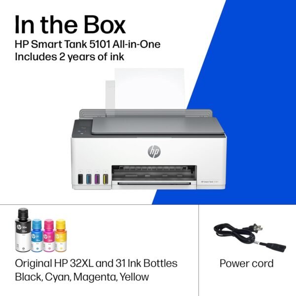 710Lx8IZmEL._AC_SL1500_ HP Smart Tank 5101 Wireless All-in-One Refillable Printer, Scanner, Copier with 2 years of Ink included, Wireless printer-for-home use an EcoTank