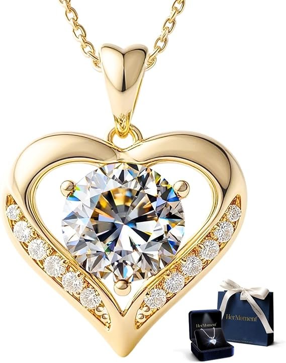 716fQ1gf2rL._AC_SX569_ Gold Moissanite Necklace for Women – 2- 3 Carat Moissanite Pendant Necklace - Expensive Jewelry Gift for Anniversary Birthday - Jewelry for Wife from Husband