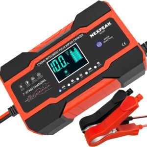 NC201 10-Amp Battery Charger, Smart Trickle Charger 12V 24V Car Battery Charger Fully Automatic Maintainer Desulfator w/Temp Compensation for Car Truck Lawn Mower Boat Marine Batteries