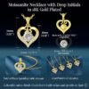 18K Gold Plated Initial Love Heart 2 Carat Moissanite Necklaces for Women 925 Sterling Silver Jewelry Christmas Anniversary Birthday Present Gifts for Wife Lady Girlfriend Her