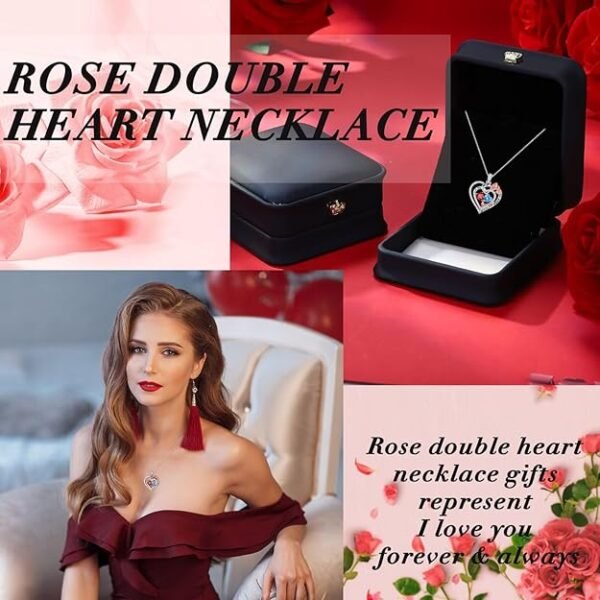 Valentines Day Gifts for Her Wife - 925 Sterling Silver Double Birthstone Necklace, Anniversary Birthday Gifts for Women, Jewelry Gift for Wife Girlfriend Mom Her