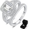 71AbvrJzWcL._AC_SY675_ Moissanite Wedding Sets for Women, Perfect Matching Emerald Cut Engagement Ring Wedding Band Bridal Set, Sterling Silver, D Color VVS1, Ring Box Included,