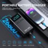 10-in-1 Portable Car Battery Jump Starter with Air Compressor, 6000A 160PSI Portable Car Jumper Starter (All Gas 12L Diesel), 12V Jump Box Car Battery Jump Starter with Jumper Cables, Lights