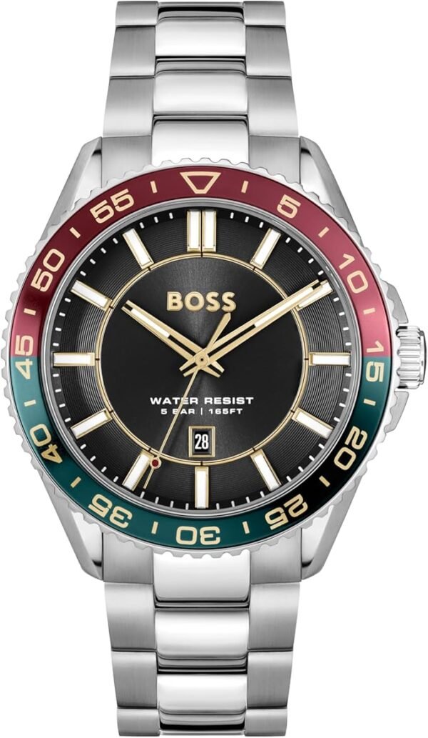 BOSS Runner Men's 3H Quartz Watch, Stainless Steel, 5ATM/50m Water Resistant - Sporty and On-Trend Timepiece