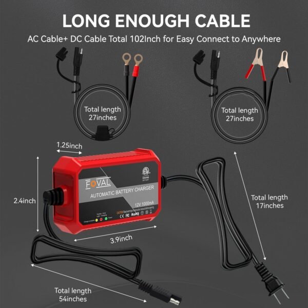 Automatic Trickle Battery Charger 12V 1000mA Smart Battery Charger