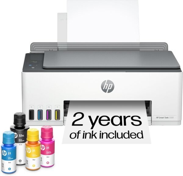 71KUTKvJuNL._AC_SL1500_ HP Smart Tank 5101 Wireless All-in-One Refillable Printer, Scanner, Copier with 2 years of Ink included, Wireless printer-for-home use an EcoTank