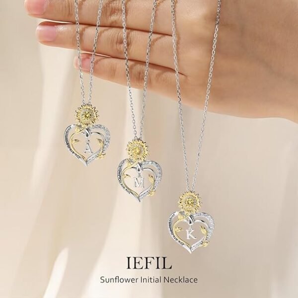 Valentines Day Gifts for Her - Sunflower Gifts for Women, Anniversary Birthday Gift for Wife, Mom, 925 Sterling Silver Sunflower Heart Necklace, You Are My Sunshine Jewelry for Women