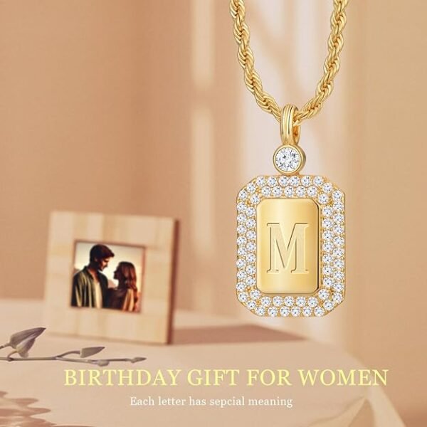 71N7wGckg6L._AC_SY625_ Gold Initial Necklaces for Women, Letter Necklace for Her Birthday Yellow Gold Initial Pendant Necklace with Rope Chain, Women Jewelry Gifts for Her Wife Girlfriend