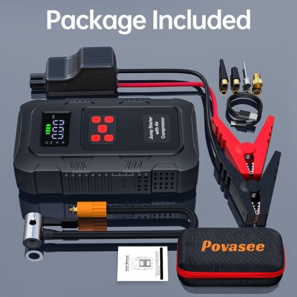 5000A Jump Starter with Air Compressor,A1 Car Jumper Starter with 150PSI Tire Inflator 12V Jump Box with LCD Display,Flashlight,Storage Case (Up 10L Gas/8L Diesel Engine