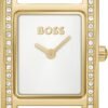 BOSS Women's Lucy Precious Watch, Black Leather Strap 3B Modern, Stylish Timepiece