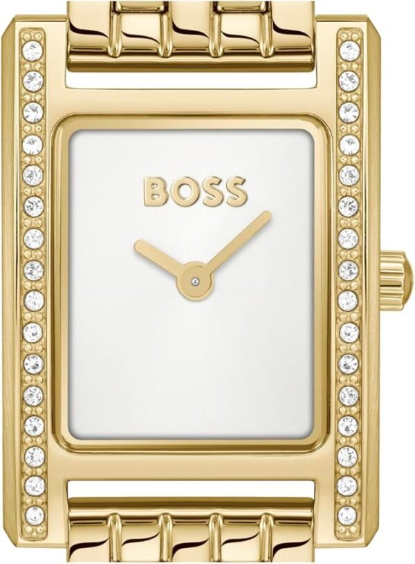 BOSS Women's Lucy Precious Watch, Black Leather Strap 3B Modern, Stylish Timepiece