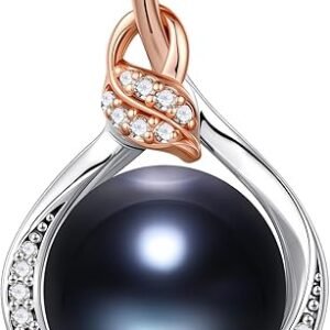 Valentines Gifts for Her Wife - 10-11mm Freshwater Pearl Necklace, Rose Flower Pearl Necklace, Anniversary Jewelry Gifts for Women Wife Mom Girlfriend Her, 925 Sterling Silver