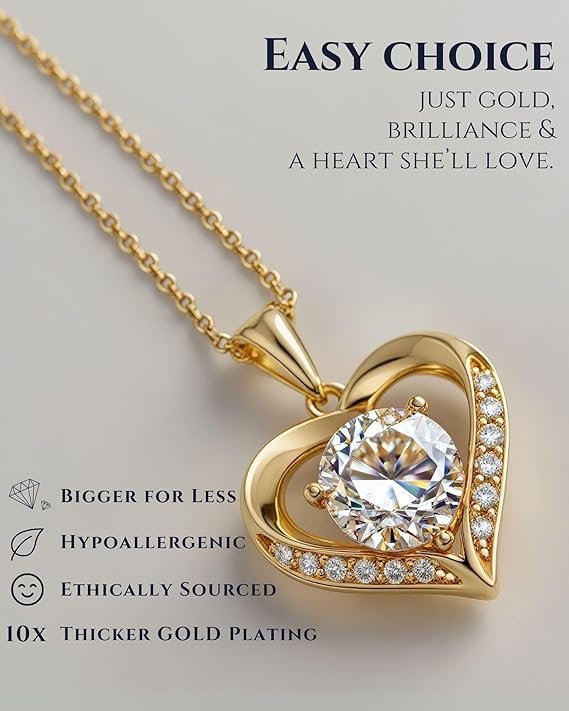 71mQ5qpS5gL._AC_SX569_ Gold Moissanite Necklace for Women – 2- 3 Carat Moissanite Pendant Necklace - Expensive Jewelry Gift for Anniversary Birthday - Jewelry for Wife from Husband