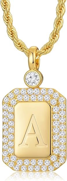 71tvoHpnApL._AC_SY625_ Gold Initial Necklaces for Women, Letter Necklace for Her Birthday Yellow Gold Initial Pendant Necklace with Rope Chain, Women Jewelry Gifts for Her Wife Girlfriend
