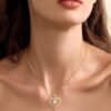 2-3 Carat Moissanite Rose Flower Heart Necklace for Her, Sterling Silver Plated with 18K Gold, Birthday, Wedding, Anniversary Pendant Jewelry for Girlfriend, Wife, Bride, Soulmate