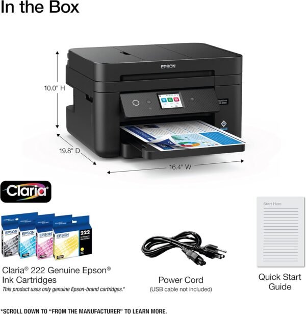 81DFhlVVJWL._AC_SL1500_ Epson Workforce WF-2960 Wireless All-in-One Printer with Scan, Copy, Fax, Auto Document Feeder, Automatic 2-Sided Printing, 2.4" Touchscreen Display, 150-Sheet Paper Tray and Ethernet,Black