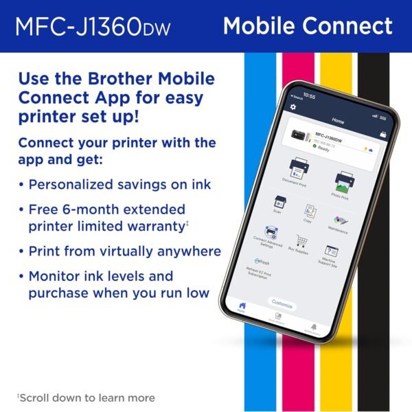 81HaM9AjMXL._AC_SL1500_ Brother Work Smart 1360 Wireless Color Inkjet All-in-One Printer with Automatic Duplex Printing and 1.8” Color Display