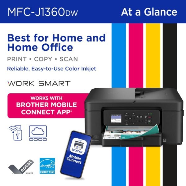 81LWN5JlfHL._AC_SL1500_ Brother Work Smart 1360 Wireless Color Inkjet All-in-One Printer with Automatic Duplex Printing and 1.8” Color Display