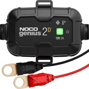 GENIUS2D: 2A 12V Smart Onboard Battery Charger - Direct-Mount Automatic Maintainer, Trickle Charger & Desulfator with Overcharge Protection & Temperature Compensation – for Lead-Acid Batteries