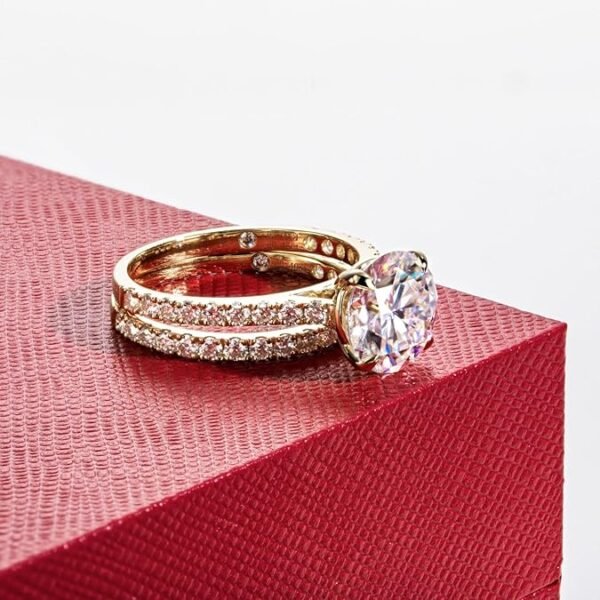 81glVnZgcJL._AC_SY675_ Solid 14K White Gold/Yellow Gold (3CT Center Stone) Moissanite Bridal Ring Set, Real Gold Moissanite | Wedding Anniversary Ring Set