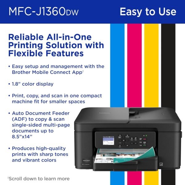 81l-L+cpI8L._AC_SL1500_ Brother Work Smart 1360 Wireless Color Inkjet All-in-One Printer with Automatic Duplex Printing and 1.8” Color Display