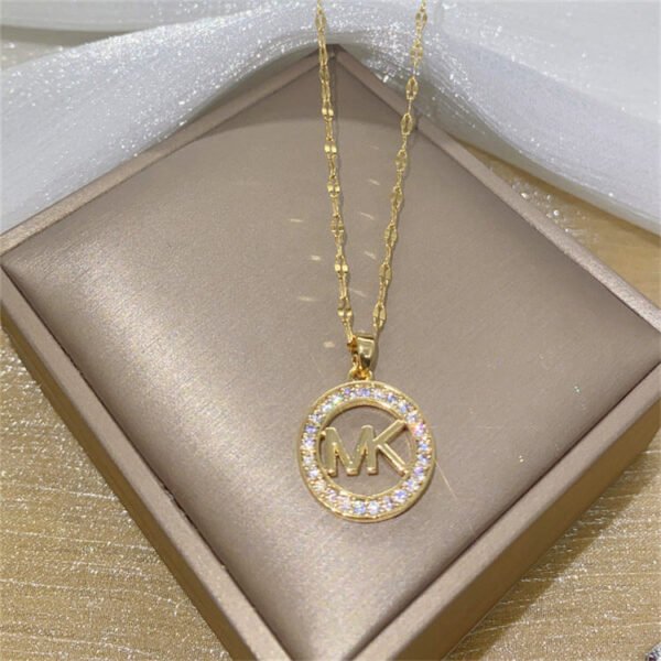 H0bbdb60a73c449e7a668a0ec08c8a150t New Choker Necklace Women Fashion Diamond Coin Letter Michael kors Pendant Necklaces