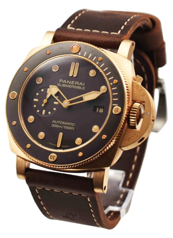 Panerai Luminor Submersible 1950 Bronzo Pam968 Vsf Bronze Brown Dial P9010 V2 (Free Strap)