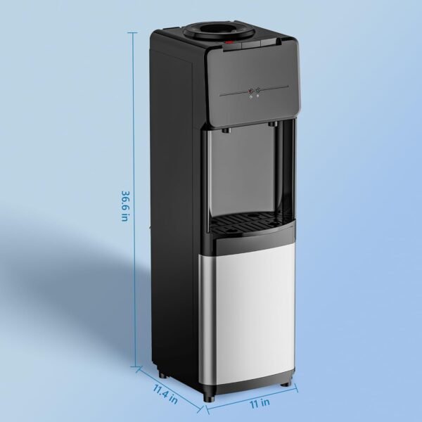op Loading Water Dispenser, Hot and Cold Water Cooler for 3 or 5 Gallon Bottles,Child Safety Lock,Water Cooler Dispenser for Kitchens, Offices and More - Black
