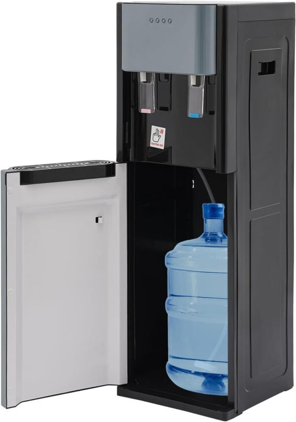 Bottom Loading Water Dispenser for 5 Gallon Bottle, 620W Powerful Hot & Cold Water Cooler with Safety Lock, Freestanding for Home, Office, Dorm (Dark Gray)