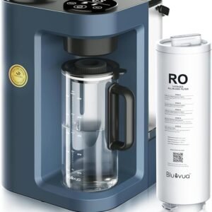 Bluevua RO100ROPOT-Lite(UV) Reverse Osmosis System Countertop Water Filter, 7-Stage Purification with UV and Remineralization, TDS & Filter Life Monitoring, Portable Water Purifier, White