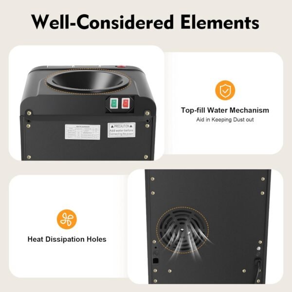 Water Dispenser for 5 Gallon Bottle, Top Loading Water Dispenser with LED Display/Child Safety Lock/Anti-Dry, Water Cooler Dispenser for 5 Gallon Bottle for Bedroom, Living Room, Office