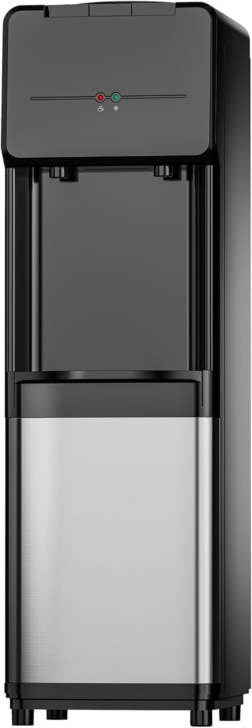 op Loading Water Dispenser, Hot and Cold Water Cooler for 3 or 5 Gallon Bottles,Child Safety Lock,Water Cooler Dispenser for Kitchens, Offices and More - Black