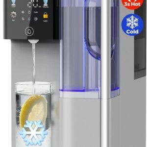Countertop Reverse Osmosis Water Filter, Hot and Cold RO System-3s Instant Hot, 6 Temp Settings 7-Stage RO Filtration Dispenser, NSF/ANSI372/42/58, Portable Pitcher, 3:1 Pure to Drain