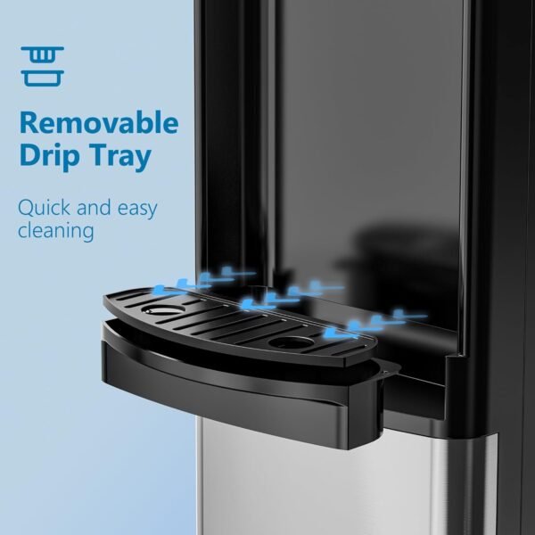 op Loading Water Dispenser, Hot and Cold Water Cooler for 3 or 5 Gallon Bottles,Child Safety Lock,Water Cooler Dispenser for Kitchens, Offices and More - Black