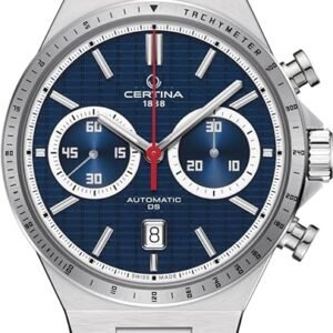 Certina, Mens, DS 7 Chrono Auto, 42, mm, Steel, Automatic Chrono, Date, Watch, Blue, Steel